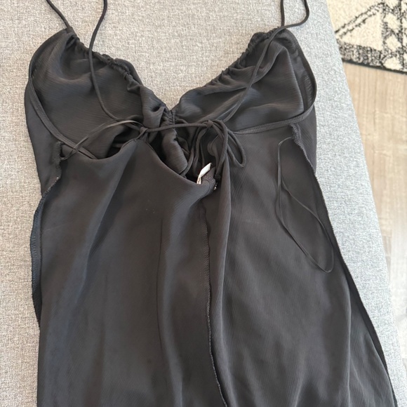 Free People Nothing Better Ruched Midi Slip Dress  XL Black New - Picture 6 of 15